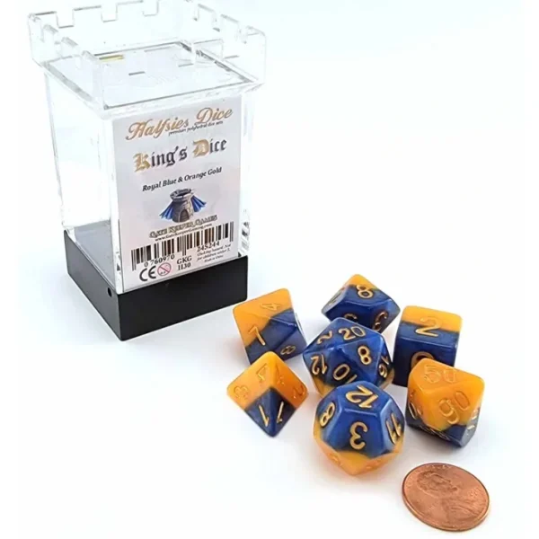 Halfsies Dice 7 Piece Polyhedral DnD Dice Set - King's Dice - Your Source for Gaming Essentials Outlet