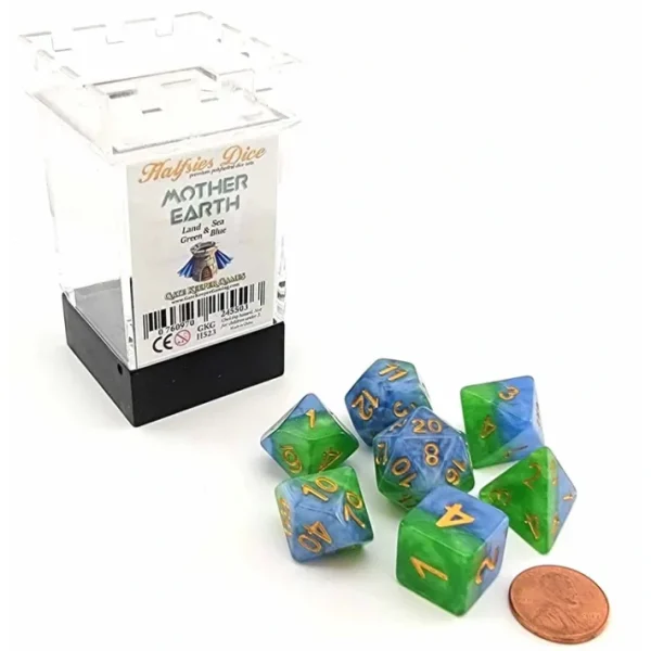 Halfsies Dice 7 Piece Polyhedral DnD Dice Set - Mother Earth - Your Source for Gaming Essentials Cheap