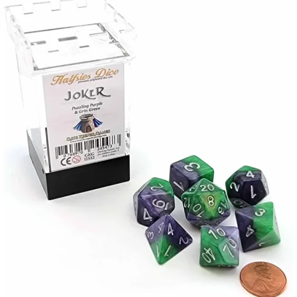 Halfsies Dice 7 Piece Polyhedral DnD Dice Set - Joker - Your Source for Gaming Essentials Store