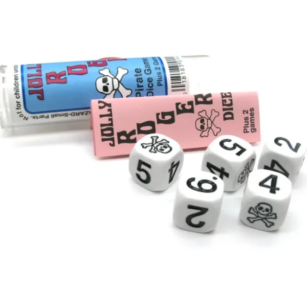 Jolly Roger Pirate Dice Game 5 Dice Set with Travel Tube and Instructions - Your Source for Gaming Essentials Online