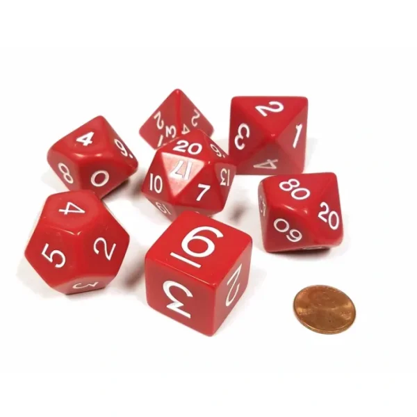 Jumbo Polyhedral 7-Die Dice Set 23mm-29mm - Red with White Numbers - Your Source for Gaming Essentials Flash Sale
