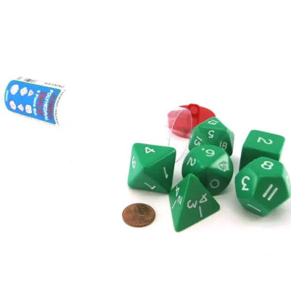 Jumbo Polyhedral 6-Die Dice Set 23mm-29mm- Green with White Numbers - Your Source for Gaming Essentials Online