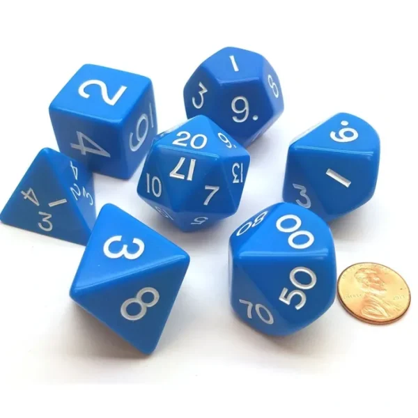 Jumbo Polyhedral 7-Die Dice Set 23mm-29mm - Blue with White Numbers - Your Source for Gaming Essentials Best Sale