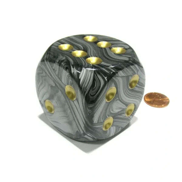 Leaf 50mm Huge Large D6 Chessex Dice, 1 Piece - Steel with Gold Pips - Your Source for Gaming Essentials Outlet