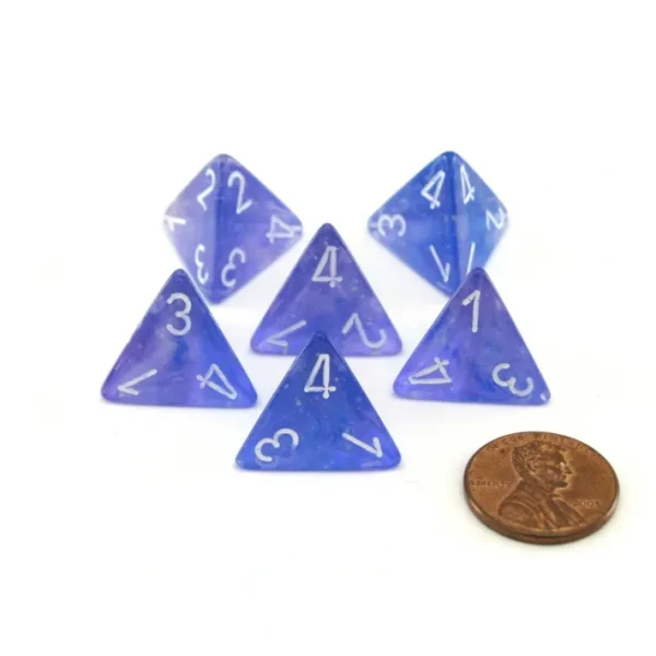 Luminary Borealis 18mm 4 Sided D4 Dice, 6 Pieces - Purple with White Numbers - Your Source for Gaming Essentials Best Sale