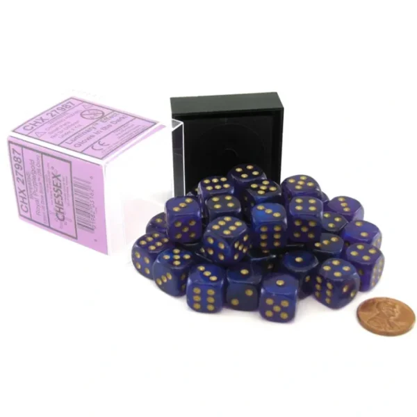 Luminary Borealis 12mm D6 Dice Block (36 Dice) - Royal Purple with Gold Pips - Your Source for Gaming Essentials Shop