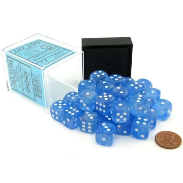 Luminary Borealis 12mm D6 Dice Block (36 Dice) - Sky Blue with White Pips - Your Source for Gaming Essentials Online