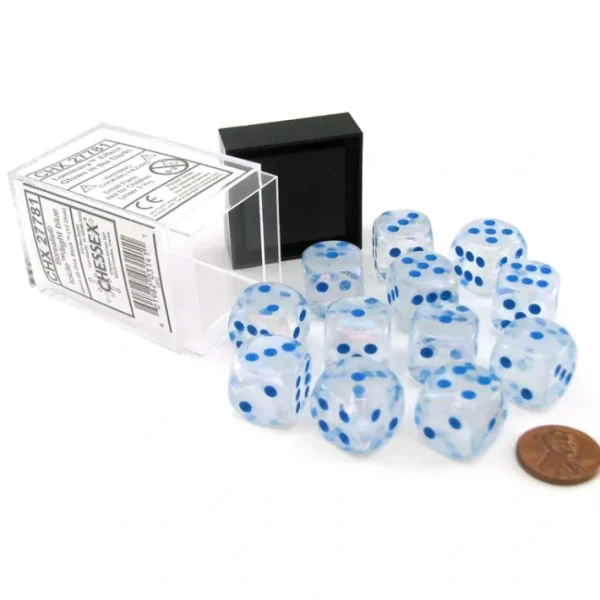 Luminary Borealis 16mm D6 Dice Block (12 Dice) - Icicle with Light Blue Pips - Your Source for Gaming Essentials Fashion