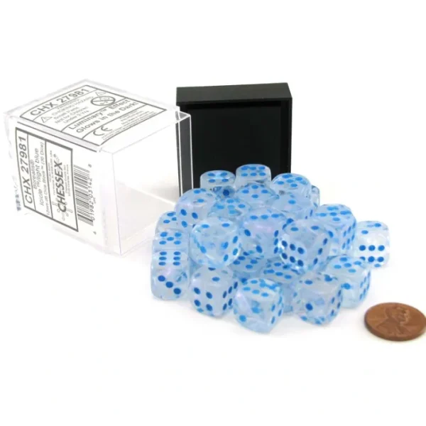 Luminary Borealis 12mm D6 Dice Block (36 Dice) - Icicle with Light Blue Pips - Your Source for Gaming Essentials Shop