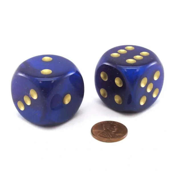 Luminary Borealis 30mm Large D6 Dice, 2 Pieces - Royal Purple with Gold Pips - Your Source for Gaming Essentials Flash Sale
