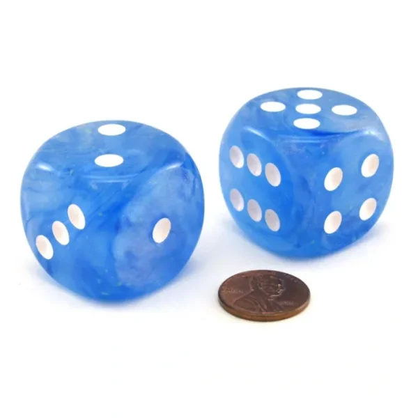 Luminary Borealis 30mm Large D6 Dice, 2 Pieces - Sky Blue with White Pips - Your Source for Gaming Essentials Best