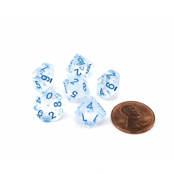 Luminary Borealis 10mm Mini 10 Sided D10 Dice, 6 Pieces - Icicle with Light Blue - Your Source for Gaming Essentials Flash Sale