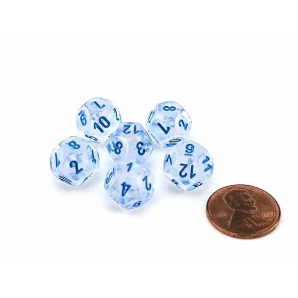 Luminary Borealis 12mm Mini 12 Sided D12 Dice, 6 Pieces - Icicle with Light Blue - Your Source for Gaming Essentials Shop