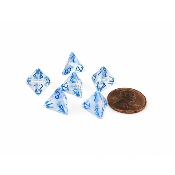 Luminary Borealis 12mm Mini 4 Sided D4 Dice, 6 Pieces - Icicle with Light Blue - Your Source for Gaming Essentials Cheap