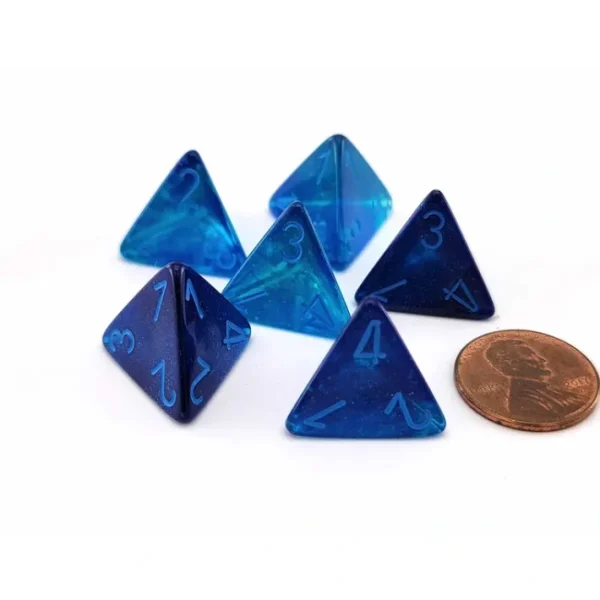 Luminary Gemini 18mm 4 Sided D4 Dice, 6 Pieces - Blue-Blue with Light Blue - Your Source for Gaming Essentials Best Sale