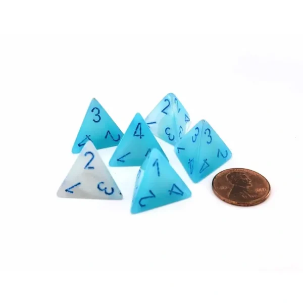 Luminary Gemini 18mm D4 Dice, 6 Pieces - Pearl Turquoise-White with Blue - Your Source for Gaming Essentials Cheap