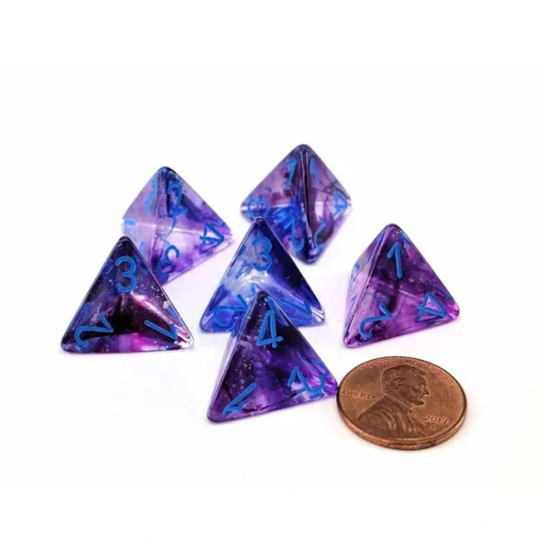 Luminary Nebula 18mm D4 Chessex Dice, 6 Pieces - Nocturnal with Blue Numbers - Your Source for Gaming Essentials Fashion