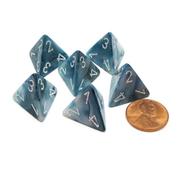 Lustrous 18mm 4 Sided D4 Chessex Dice, 6 Pieces - Slate with White - Your Source for Gaming Essentials Best Sale