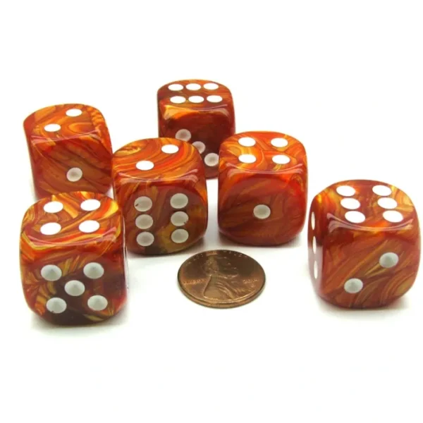 Lustrous 20mm Big D6 Chessex Dice, 6 Pieces - Bronze with White Pips - Your Source for Gaming Essentials Flash Sale