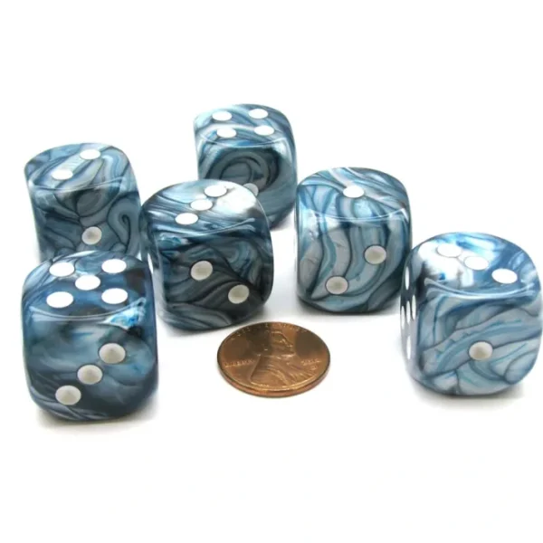Lustrous 20mm Big D6 Chessex Dice, 6 Pieces - Slate with White Pips - Your Source for Gaming Essentials Hot