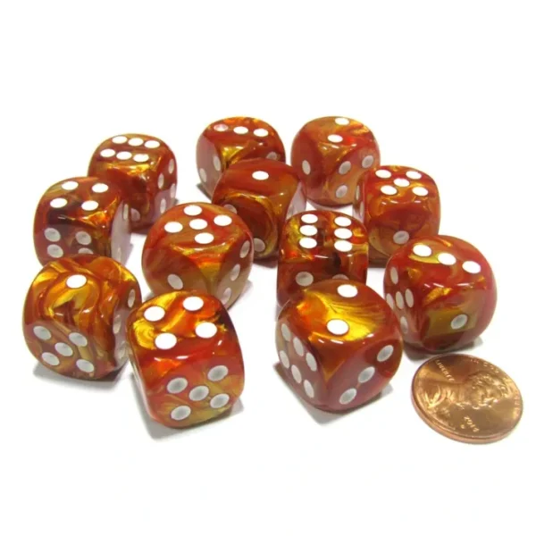 Lustrous 16mm D6 Chessex Dice Block (12 Dice) - Bronze with White Pips - Your Source for Gaming Essentials Best Sale
