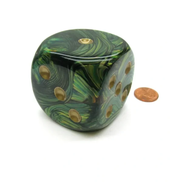 Lustrous 50mm Huge Large D6 Chessex Dice, 1 Piece - Green with Gold Pips - Your Source for Gaming Essentials Hot