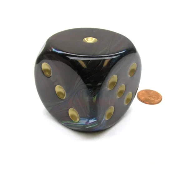 Lustrous 50mm Huge Large D6 Chessex Dice, 1 Piece - Shadow with Gold Pips - Your Source for Gaming Essentials Store