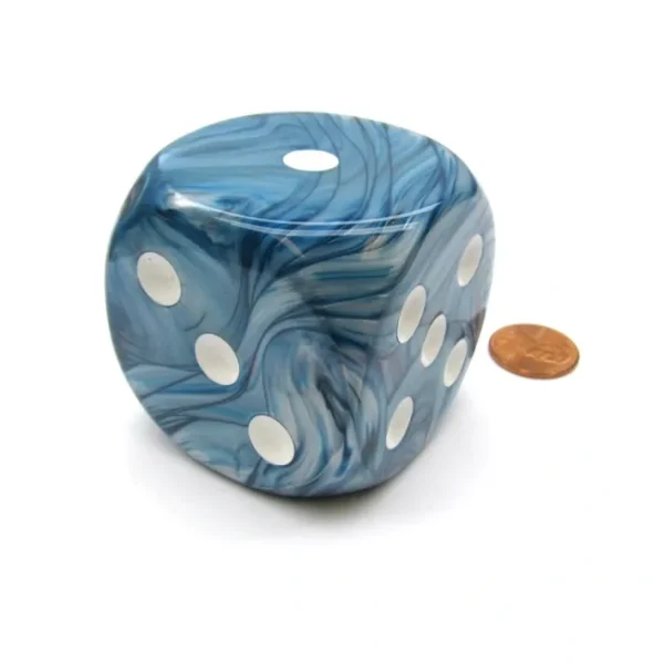 Lustrous 50mm Huge Large D6 Chessex Dice, 1 Piece - Slate with White Pips - Your Source for Gaming Essentials Shop