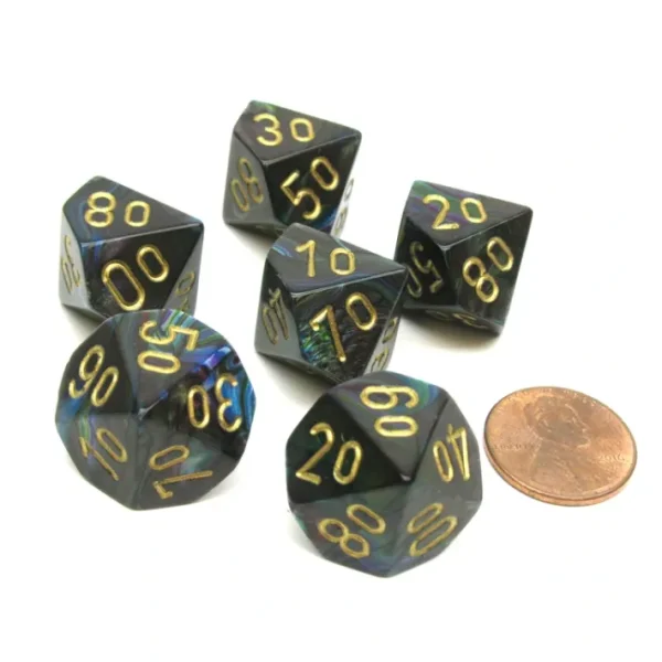 Lustrous 16mm Tens D10 (00-90) Chessex Dice, 6 Pieces - Shadow with Gold Numbers - Your Source for Gaming Essentials Store