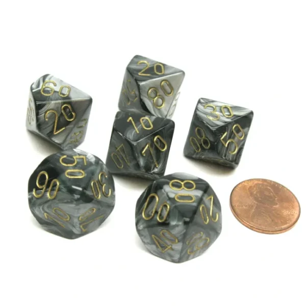 Lustrous 16mm Tens D10 (00-90) Chessex Dice, 6 Pieces - Black with Gold Numbers - Your Source for Gaming Essentials Shop