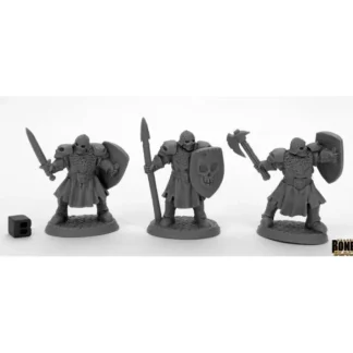 Maggotcrown Men at Arms (3) #44034 Bones Black Unpainted Plastic - Your Source for Gaming Essentials Outlet