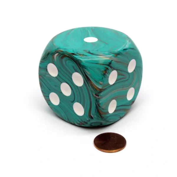 Marble 50mm Huge Large D6 Chessex Dice, 1 Piece - Oxi-Copper with White Pips - Your Source for Gaming Essentials Cheap