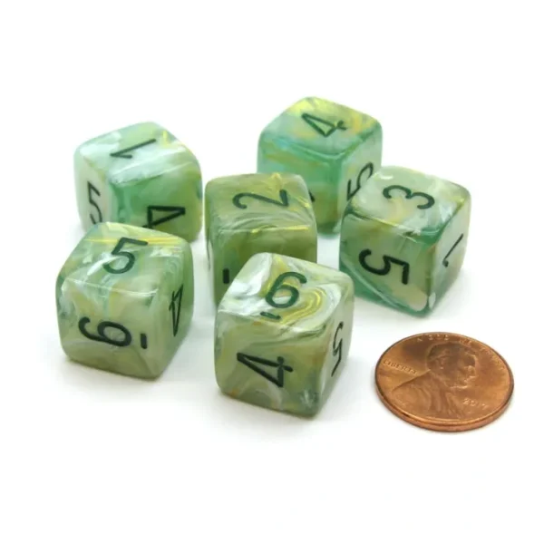 Marble 15mm 6-Sided D6 Numbered Chessex Dice, 6 Pieces - Green with Dark Green - Your Source for Gaming Essentials Best Sale