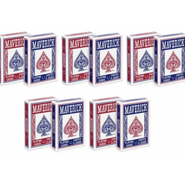 Maverick Standard Index Playing Cards - 5 Red Decks and 5 Blue Decks - Your Source for Gaming Essentials New