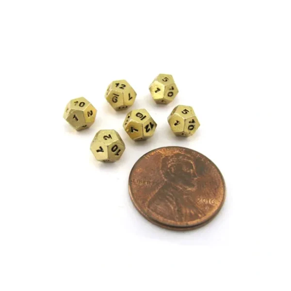 Micro Metal 5mm Gold Colored Chessex Dice, 6 Pieces - D12 - Your Source for Gaming Essentials Shop