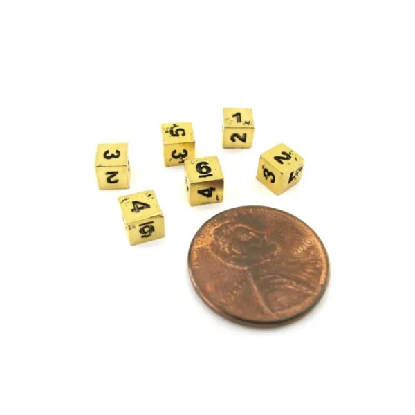 Micro Metal 5mm Gold Colored Chessex Dice, 6 Pieces - D6 - Your Source for Gaming Essentials Cheap
