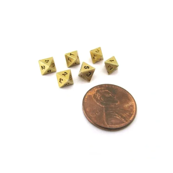 Micro Metal 5mm Gold Colored Chessex Dice, 6 Pieces - D8 - Your Source for Gaming Essentials Cheap