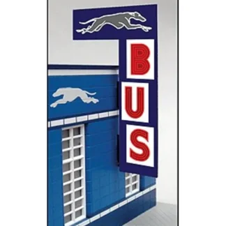 Trains | Miller Engineering 5881 O Greyhound Bus Station Animated Vertical Sign - Your Source for Gaming Essentials