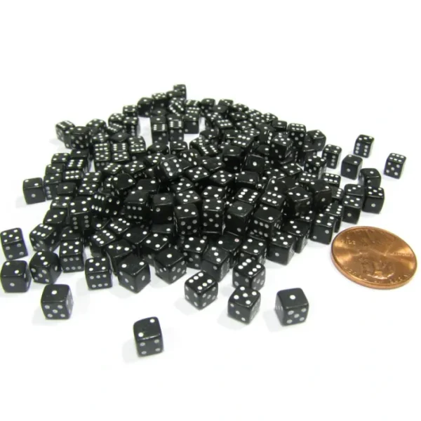 200 5mm .197 Inch Six Sided D6 Die Small Tiny Mini Miniature Black Dice - Your Source for Gaming Essentials Hot