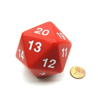 55mm Jumbo 20-Sided D20 Countdown Dice - Opaque Red with White Numbers - Your Source for Gaming Essentials Shop