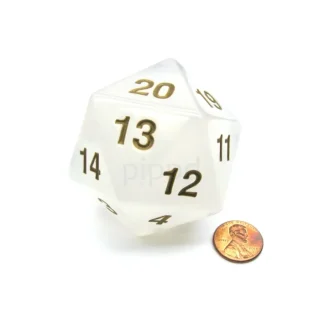 55mm Jumbo 20-Sided D20 Countdown Dice - Transparent Pearl Gold - Your Source for Gaming Essentials Cheap