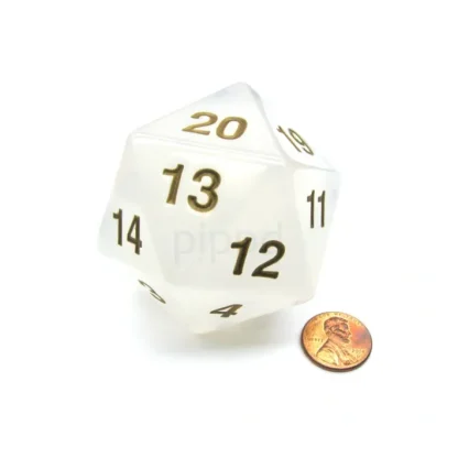 55mm Jumbo 20-Sided D20 Countdown Dice - Transparent Pearl Gold - Your Source for Gaming Essentials Cheap