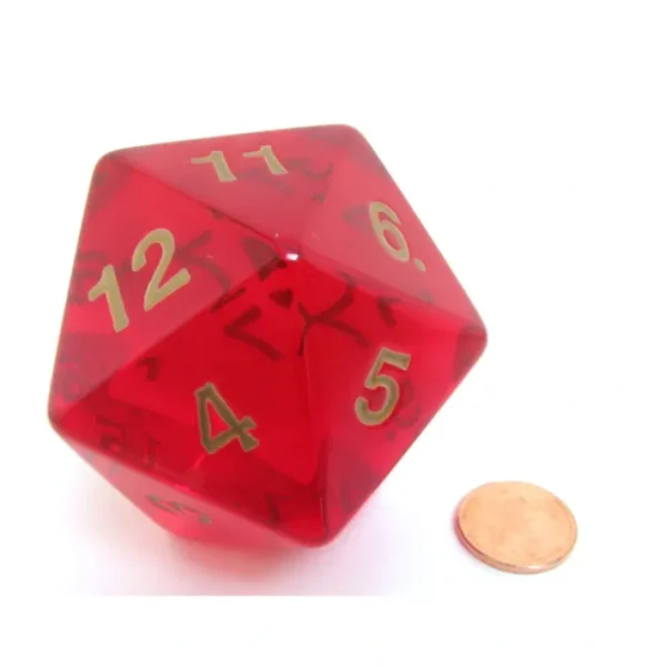 55mm Jumbo 20-Sided D20 Countdown Dice - Transparent Ruby Gold - Your Source for Gaming Essentials Best Sale