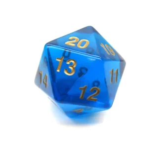 55mm Jumbo 20-Sided D20 Countdown Dice - Transparent Sapphire Gold - Your Source for Gaming Essentials Fashion