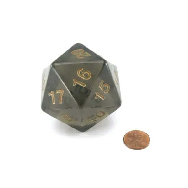 55mm Jumbo 20-Sided D20 Countdown Dice - Transparent Smoke Gold - Your Source for Gaming Essentials Outlet