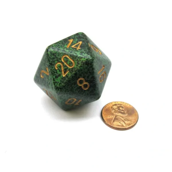 34mm Large D20 Speckled Chessex Dice, 1 Die - Golden Recon - Your Source for Gaming Essentials Clearance