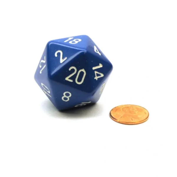 34mm Large 20-Sided D20 Opaque Chessex Dice, 1 Die - Blue with White Numbers - Your Source for Gaming Essentials Outlet