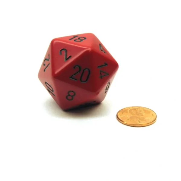 34mm Large 20-Sided D20 Opaque Chessex Dice, 1 Die - Red with Black Numbers - Your Source for Gaming Essentials Fashion