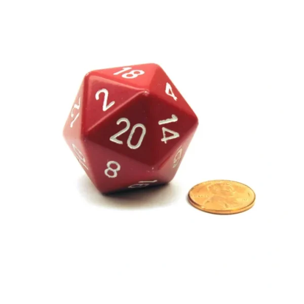 34mm Large 20-Sided D20 Opaque Chessex Dice, 1 Die - Red with White Numbers - Your Source for Gaming Essentials Hot