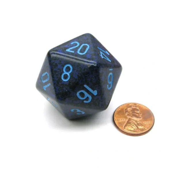 34mm Large 20-Sided D20 Speckled Chessex Dice, 1 Die - Cobalt - Your Source for Gaming Essentials Cheap